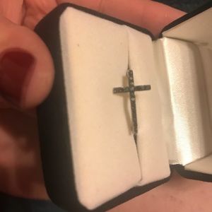 Ladies black cross ring